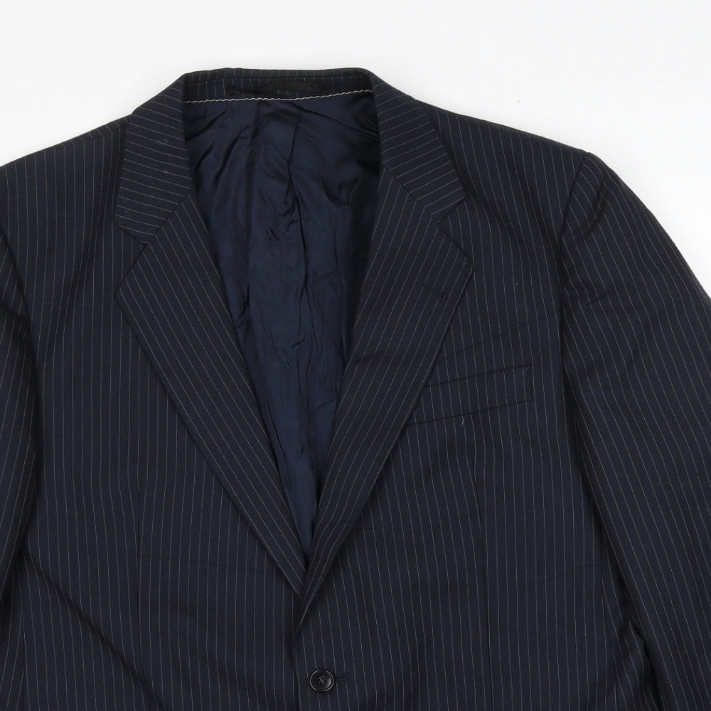 Conforn Mens Blue Striped Polyester Jacket Suit Jacket Size 44 Regular