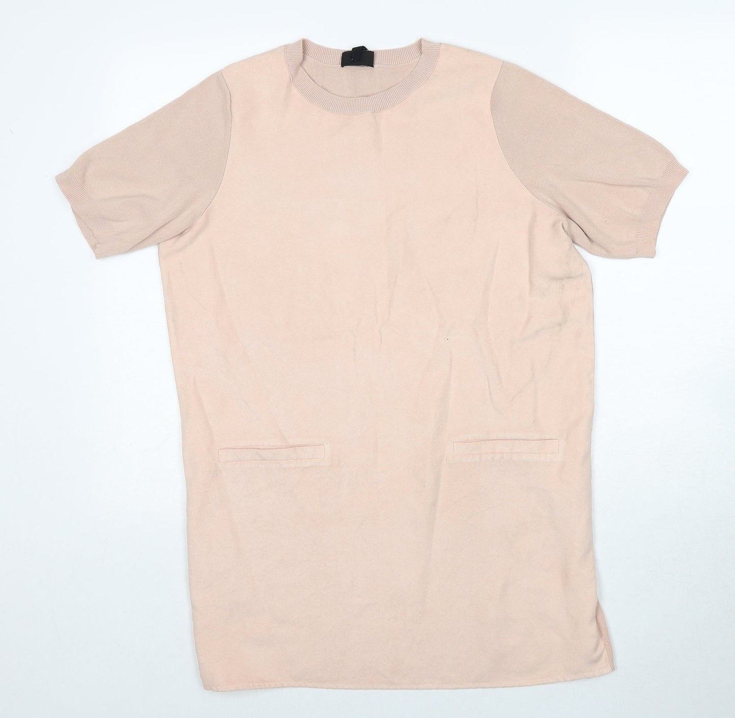 Topshop Womens Pink Viscose Basic T-Shirt Size 12 Round Neck