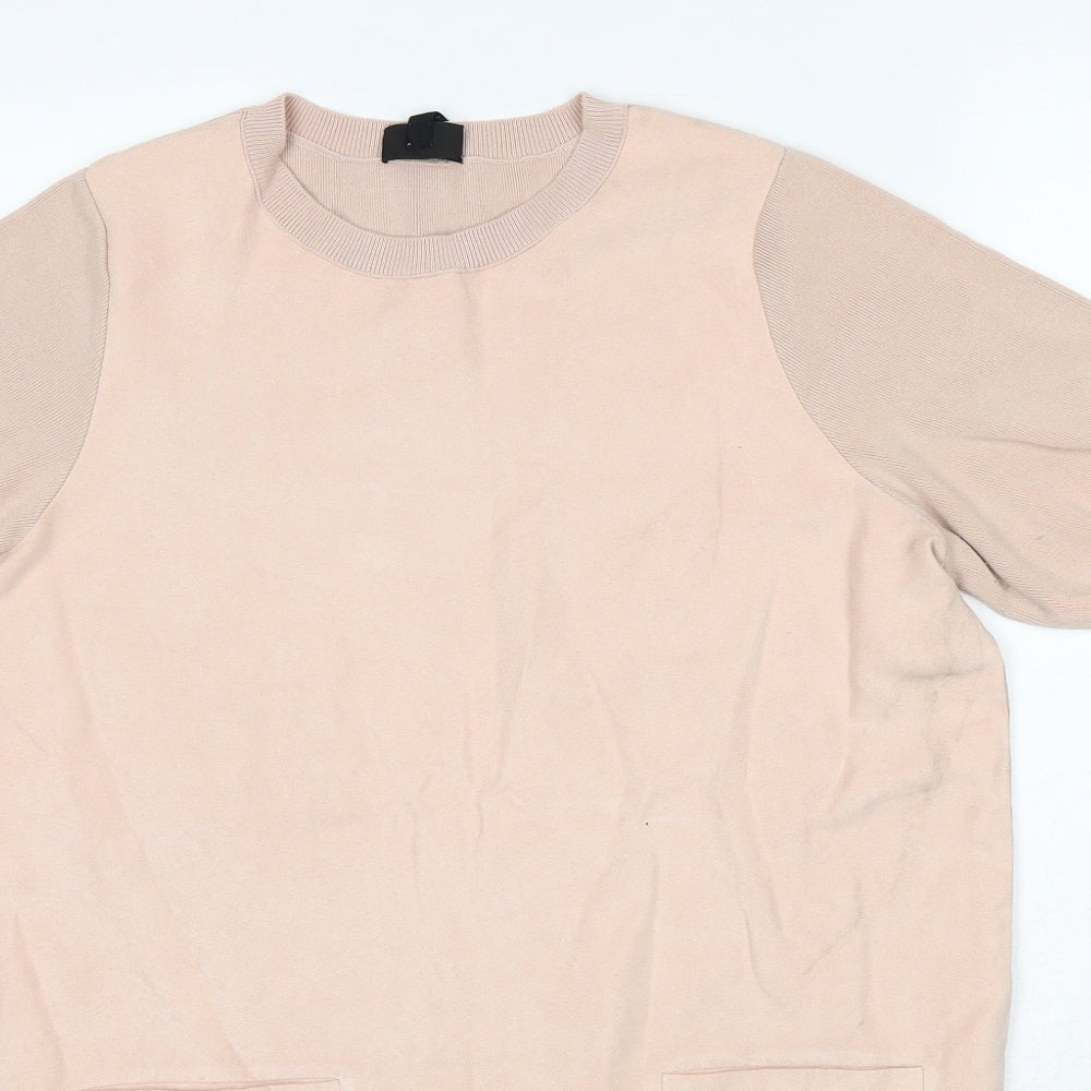 Topshop Womens Pink Viscose Basic T-Shirt Size 12 Round Neck