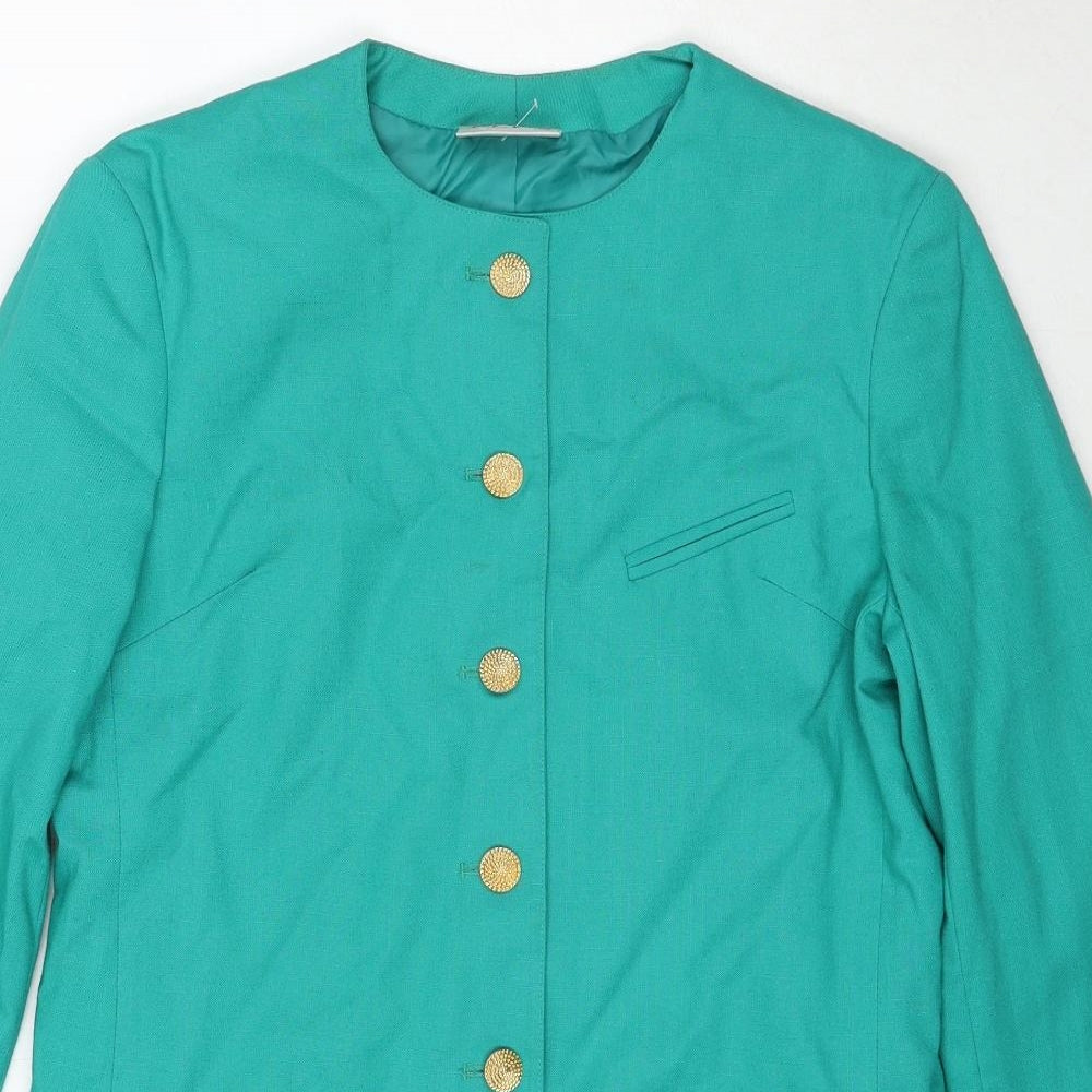 Plus Womens Green Overcoat Coat Size 12 Button