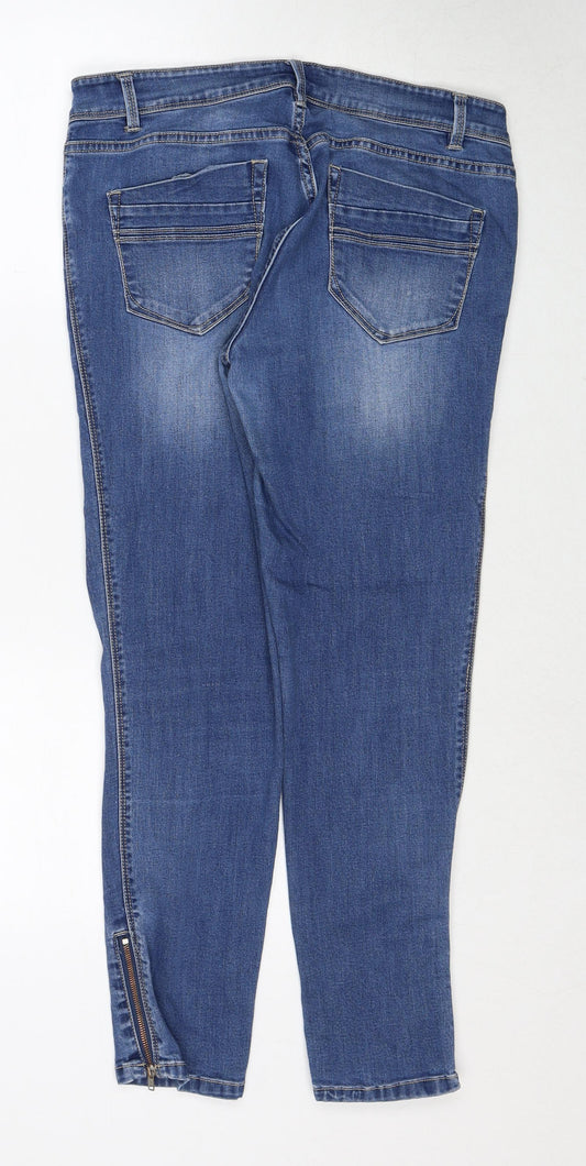 R.edition Womens Blue Cotton Skinny Jeans Size 14 Regular Zip