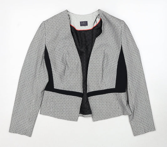 Marks and Spencer Womens Black Geometric Jacket Blazer Size 12