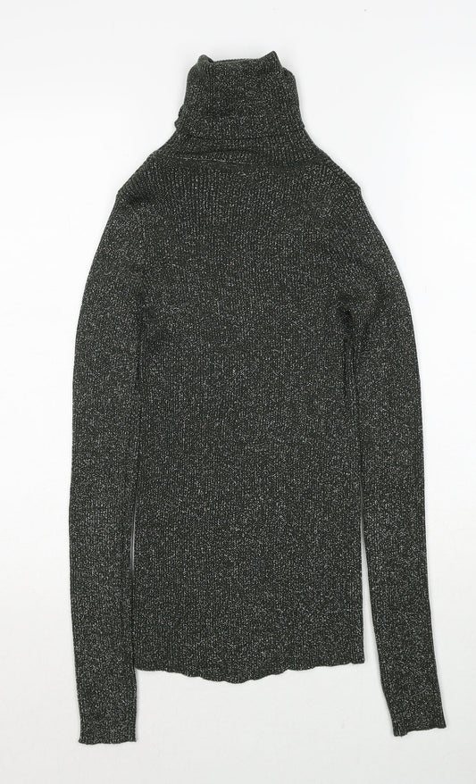 Arrow Womens Green Roll Neck Polyester Pullover Jumper Size S