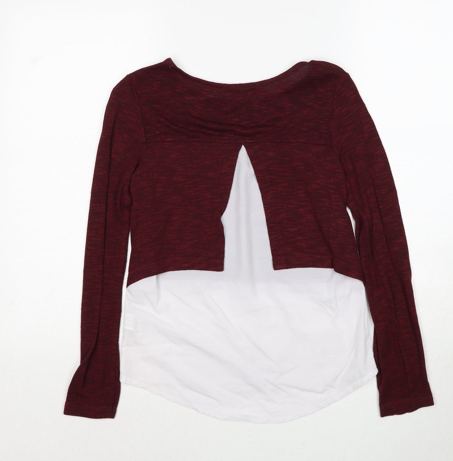 Bershka Womens Red Boat Neck Polyester Pullover Jumper Size S - Shirt Insert