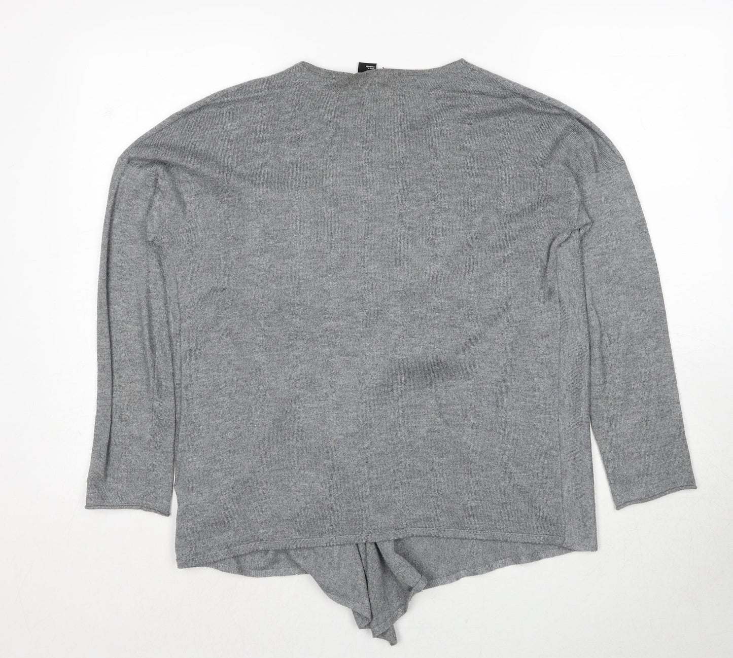 H&M Womens Grey V-Neck Polyester Cardigan Jumper Size M
