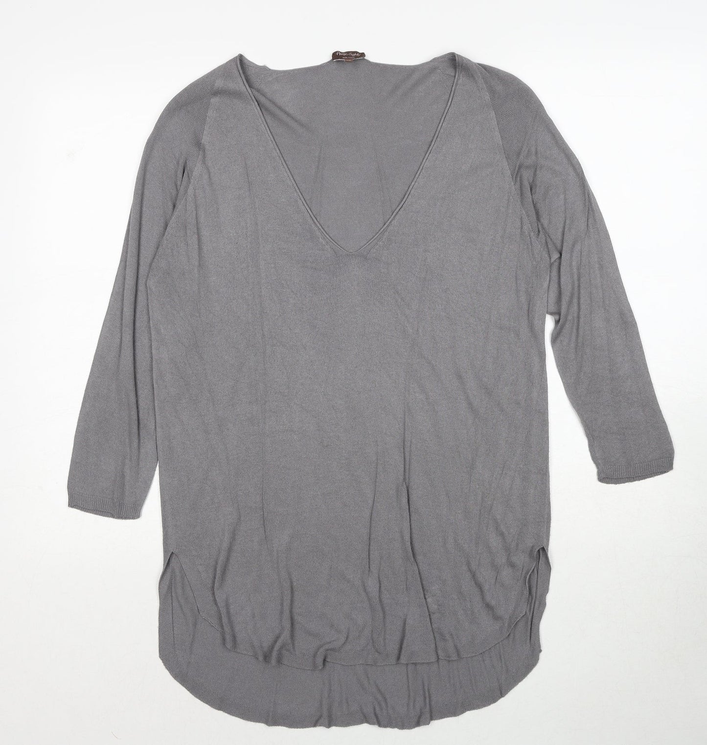 Phase Eight Womens Grey V-Neck Polyester Pullover Jumper Size XS