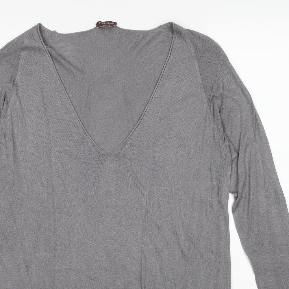 Phase Eight Womens Grey V-Neck Polyester Pullover Jumper Size XS