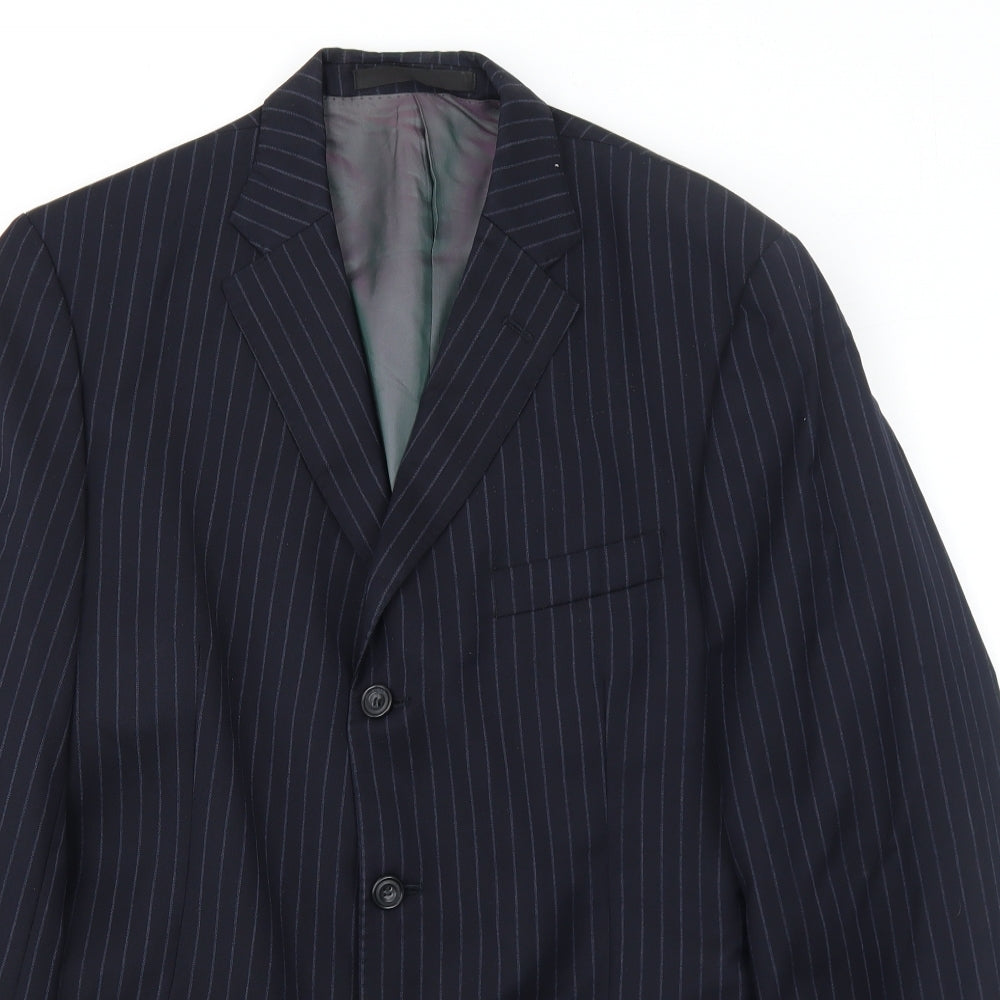 Marks and Spencer Mens Blue Striped Wool Jacket Suit Jacket Size 40 Regular