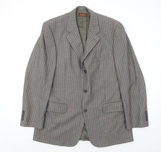Tasso Ella Mens Grey Striped Wool Jacket Suit Jacket Size 40 Regular