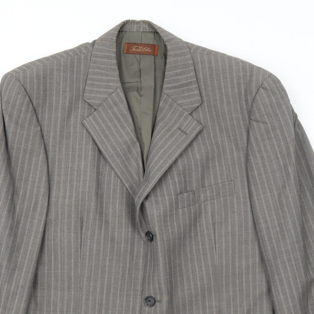 Tasso Ella Mens Grey Striped Wool Jacket Suit Jacket Size 40 Regular
