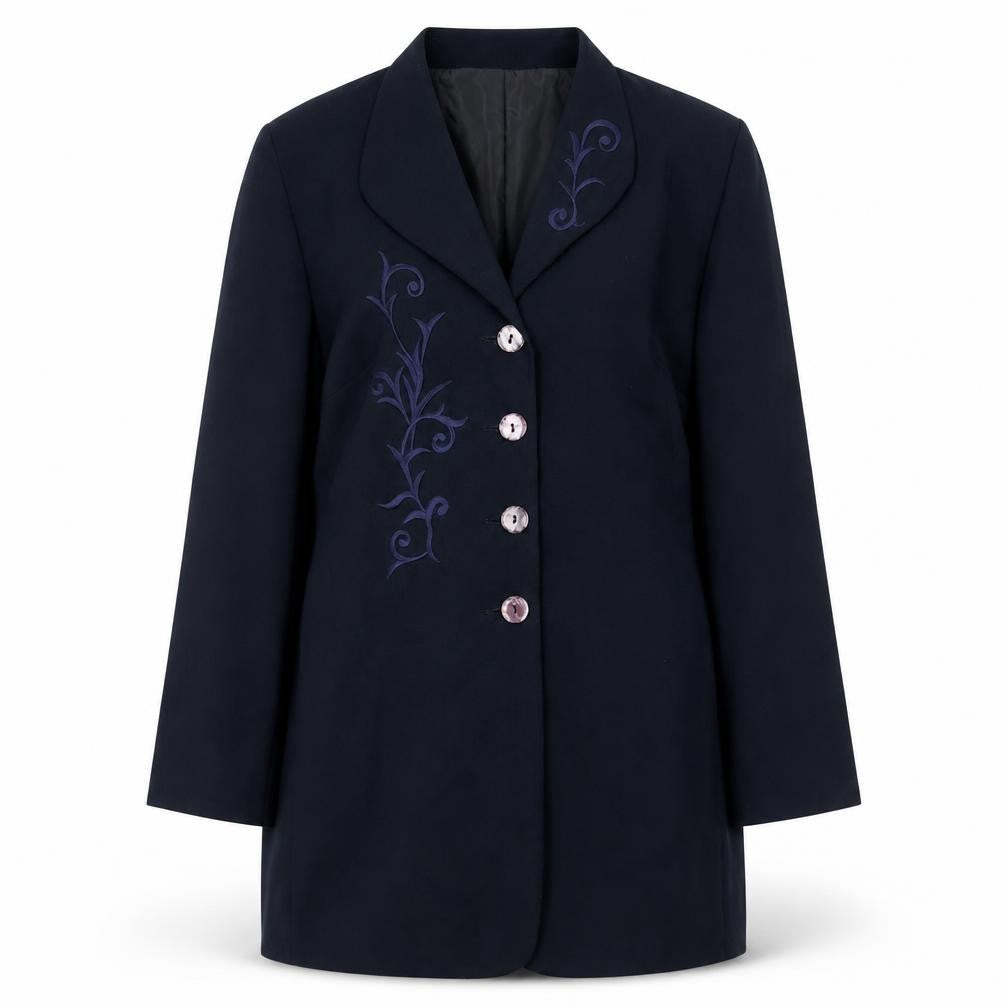 Fashion Extra Womens Blue Jacket Blazer Size 12 Buckle - Flower Detail
