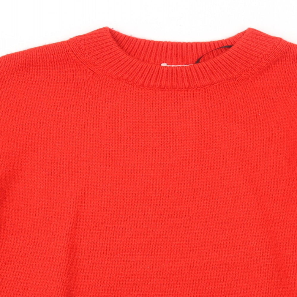 H&M Womens Red Round Neck Polyamide Pullover Jumper Size M