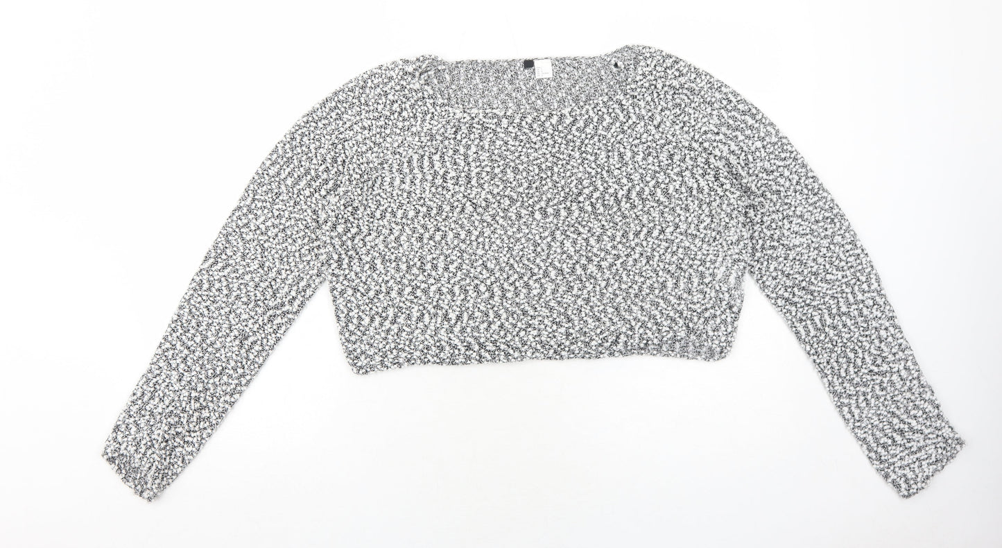 H&M Womens White Round Neck Polyester Pullover Jumper Size L