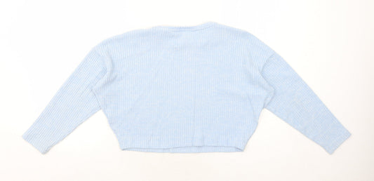 H&M Girls Blue Round Neck Polyester Pullover Jumper Size 11-12 Years Pullover - Ribbed