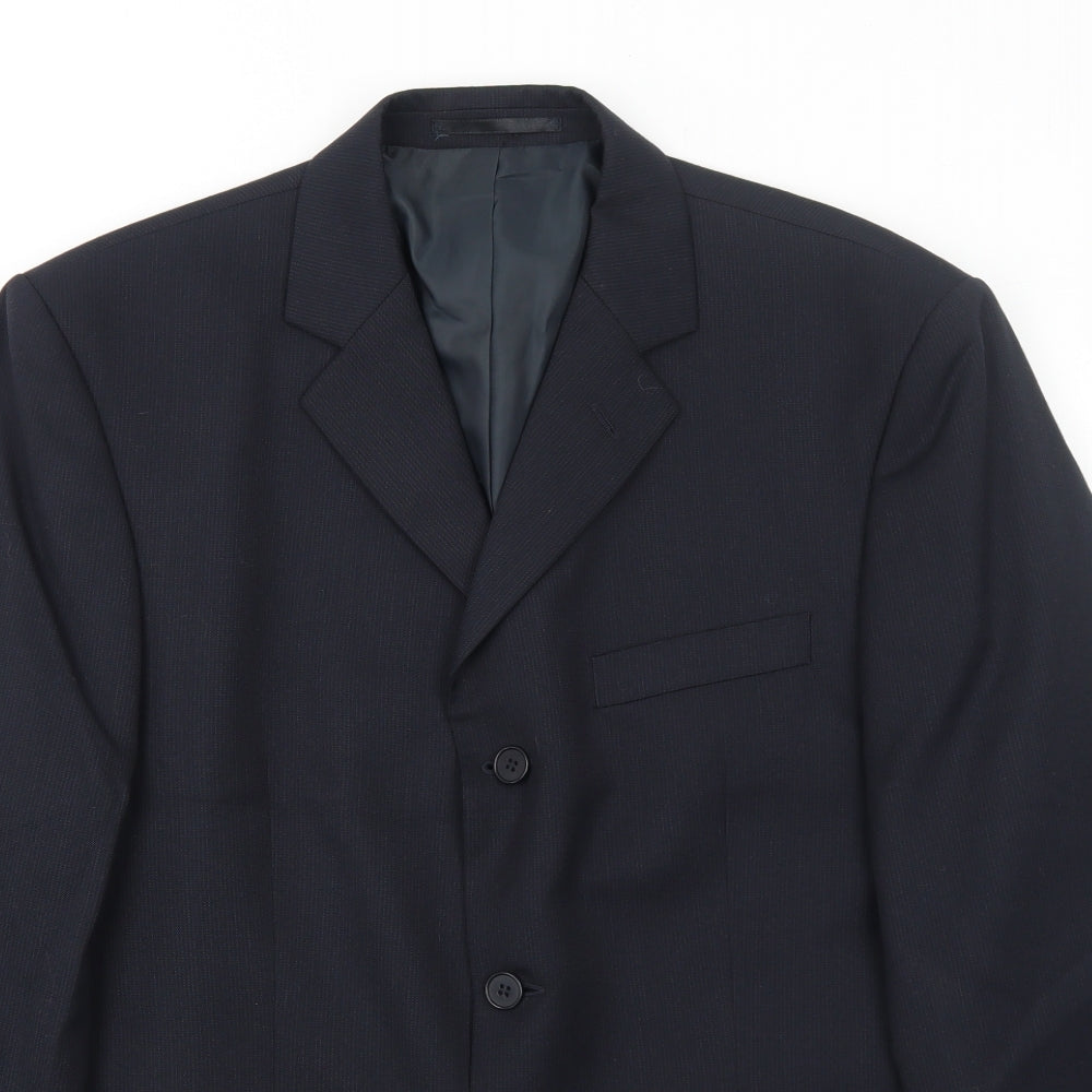 Burton Mens Blue Polyester Jacket Suit Jacket Size 40 Regular