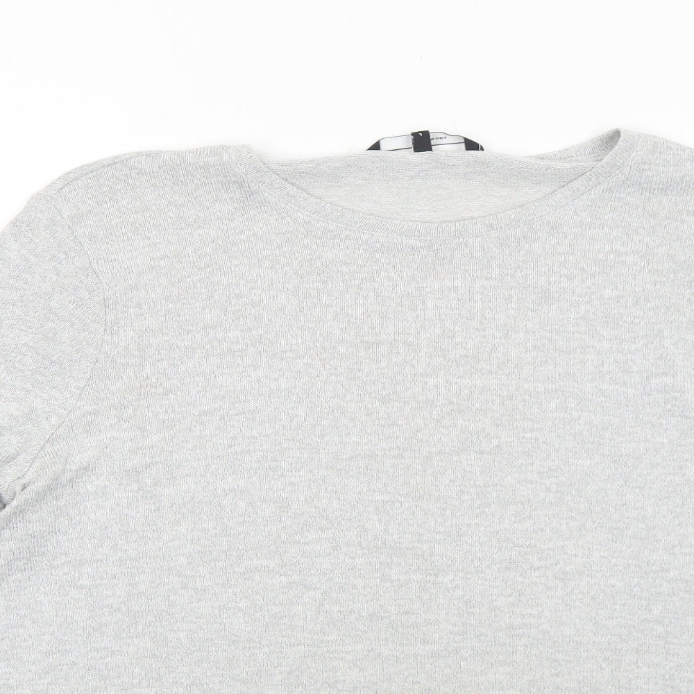 VERO MODA Womens Grey Round Neck Viscose Pullover Jumper Size L - Lace Detail