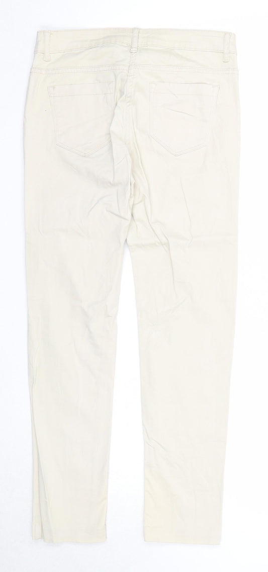 Blue Motion Womens Beige Cotton Trousers Size 8 Regular Zip