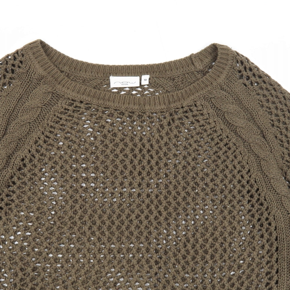 New Look Womens Green Boat Neck Acrylic Pullover Jumper Size 10