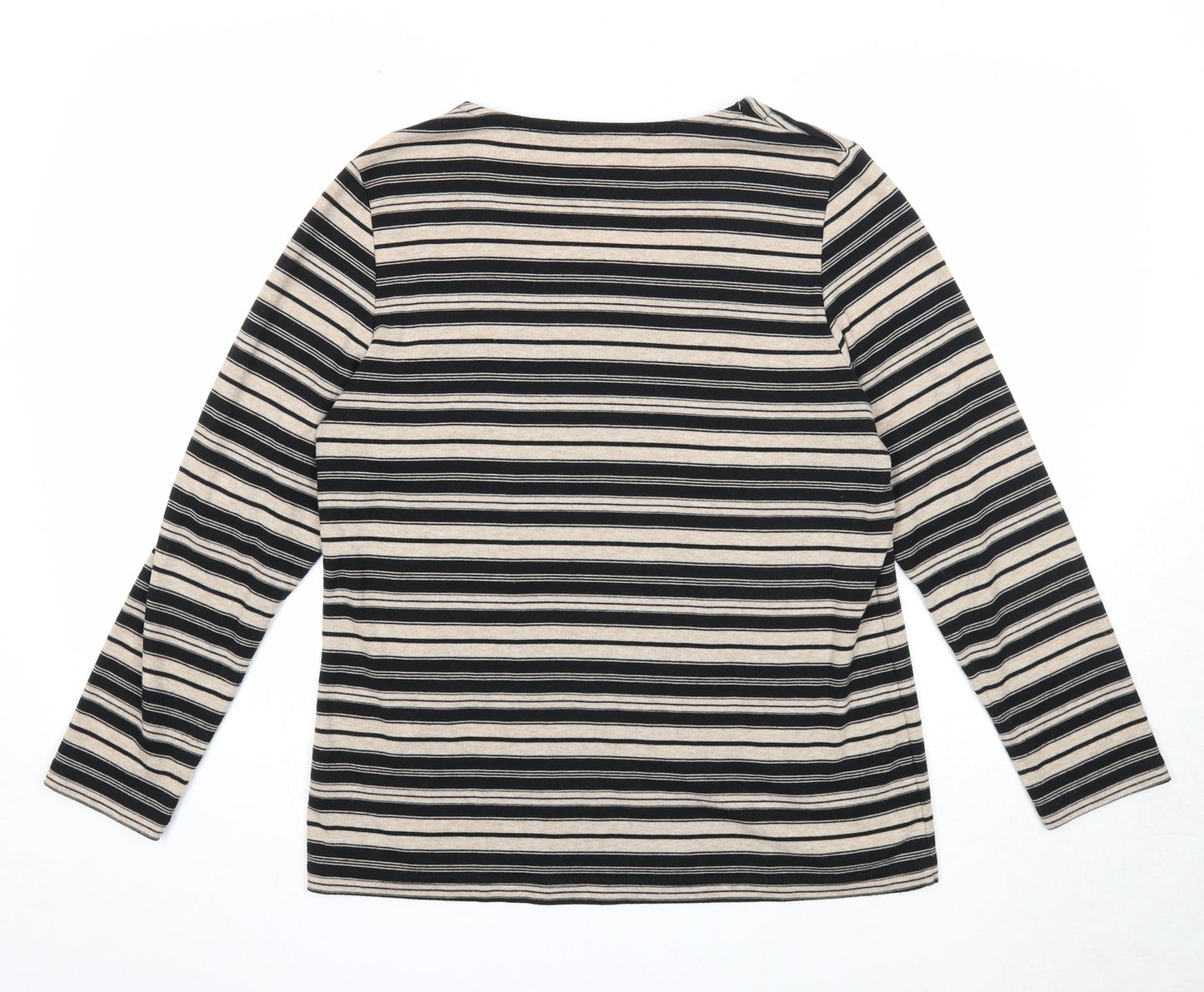 Bonmarché Womens Black Square Neck Striped Polyester Pullover Jumper Size M