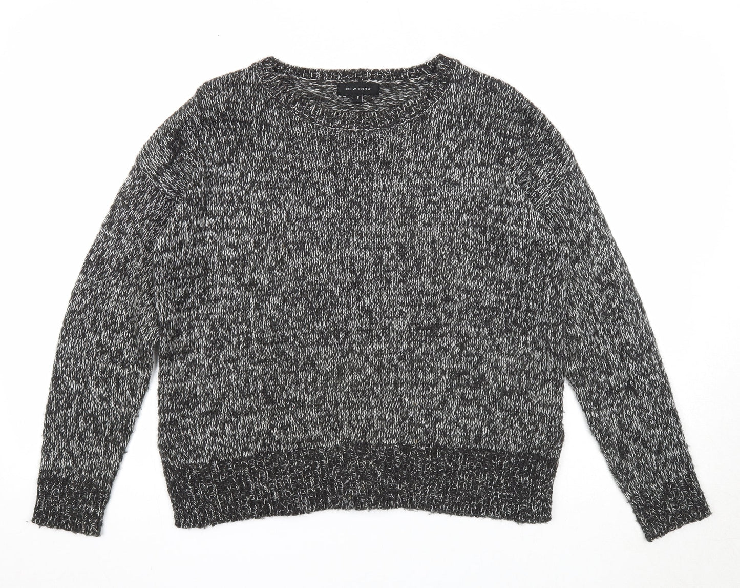 New Look Womens Black Round Neck Acrylic Pullover Jumper Size S