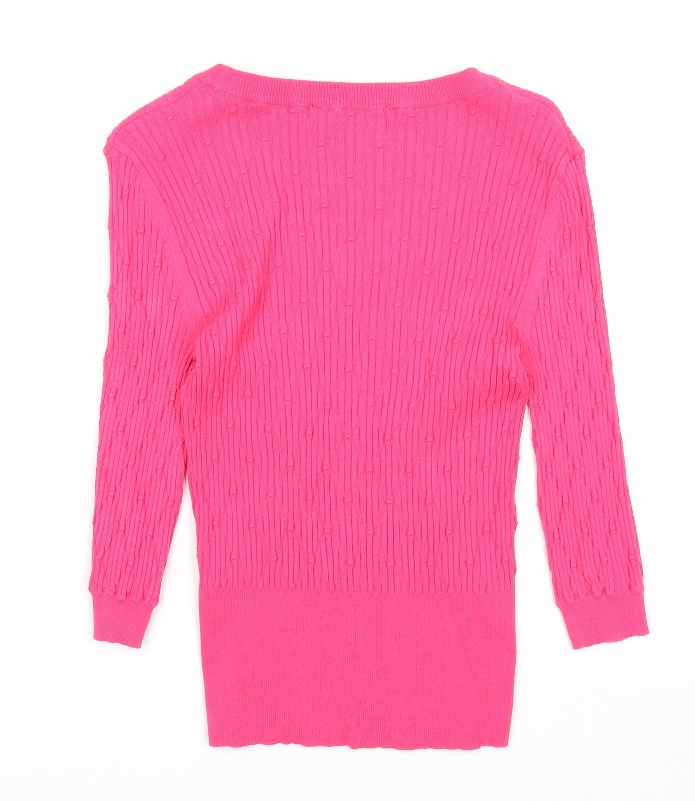 Marks and Spencer Womens Pink V-Neck Viscose Pullover Jumper Size 8