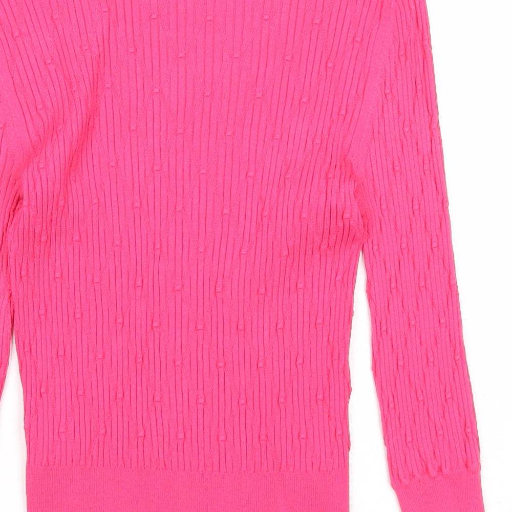 Marks and Spencer Womens Pink V-Neck Viscose Pullover Jumper Size 8