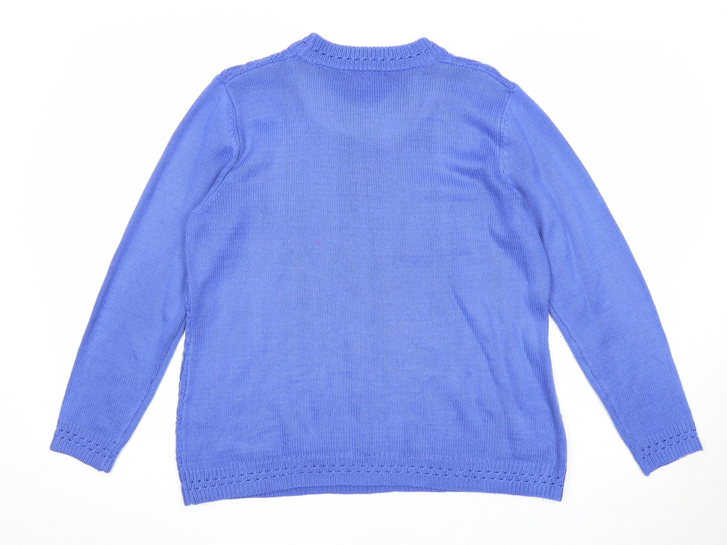 Bonmarché Womens Blue Round Neck Acrylic Pullover Jumper Size M