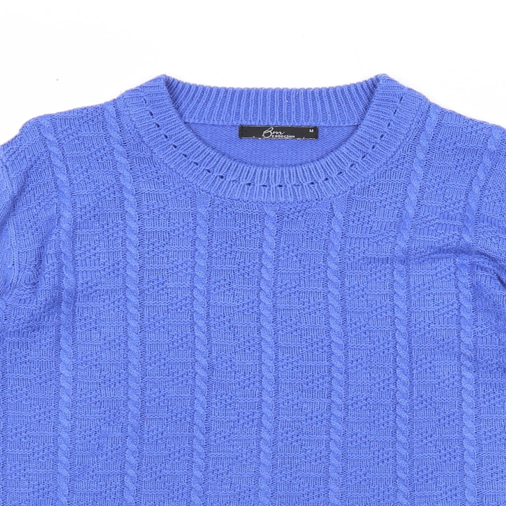 Bonmarché Womens Blue Round Neck Acrylic Pullover Jumper Size M