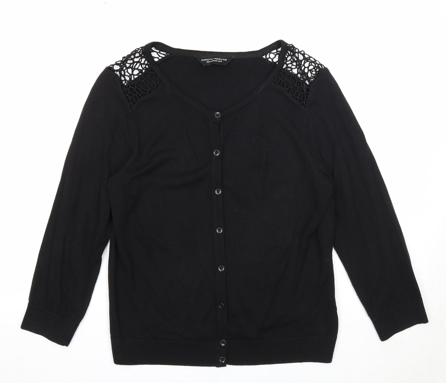Dorothy Perkins Womens Black Scoop Neck Acrylic Cardigan Jumper Size 10