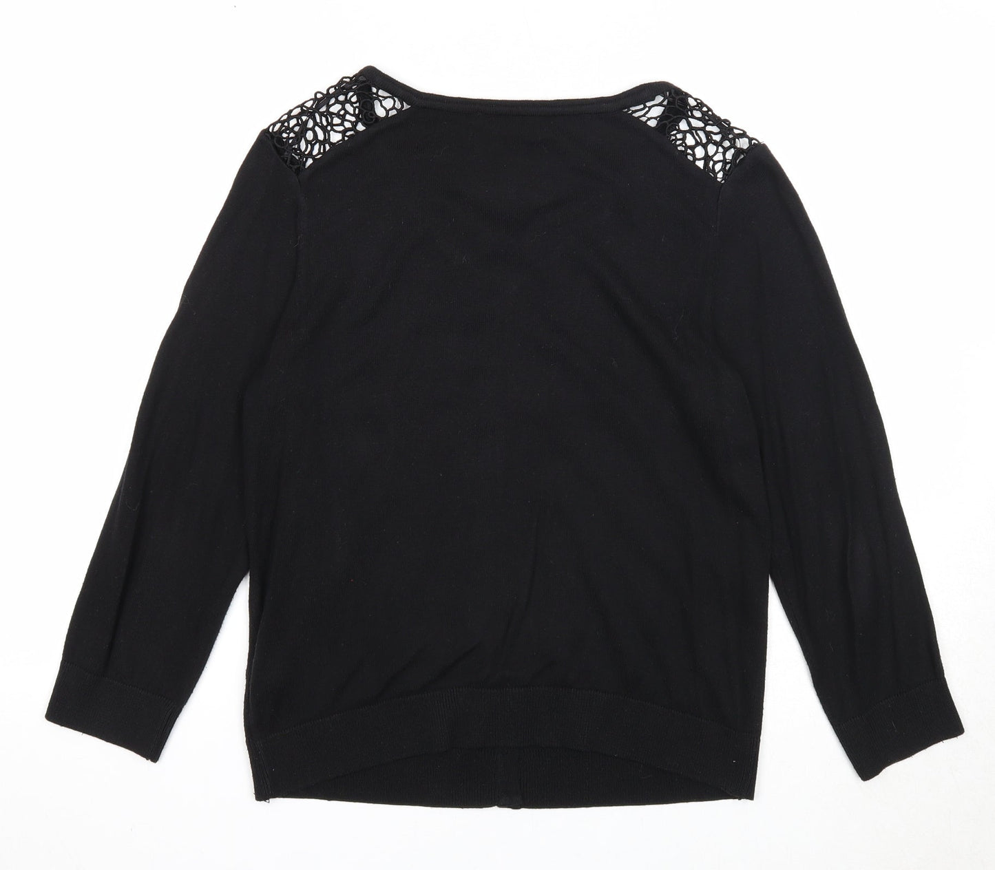 Dorothy Perkins Womens Black Scoop Neck Acrylic Cardigan Jumper Size 10