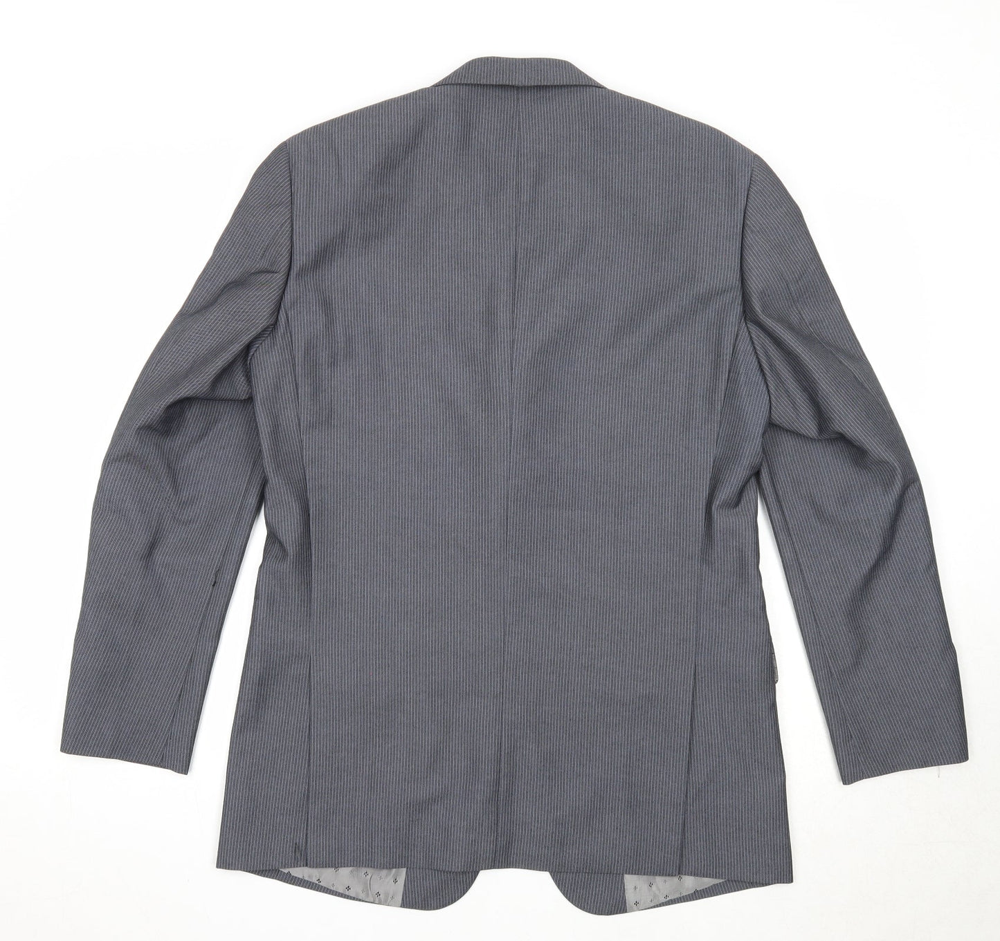 Skopes Mens Grey Striped Polyester Jacket Suit Jacket Size 38 Regular