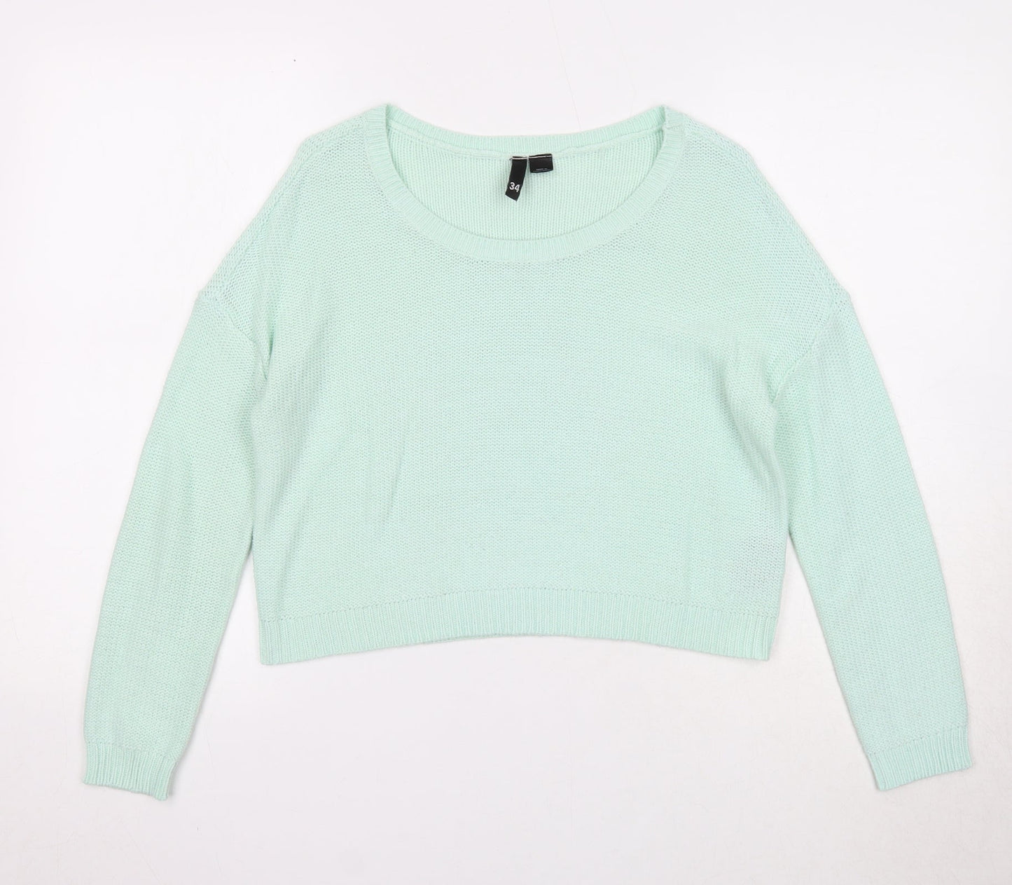 Divided by H&M Womens Green Round Neck Acrylic Pullover Jumper Size 6