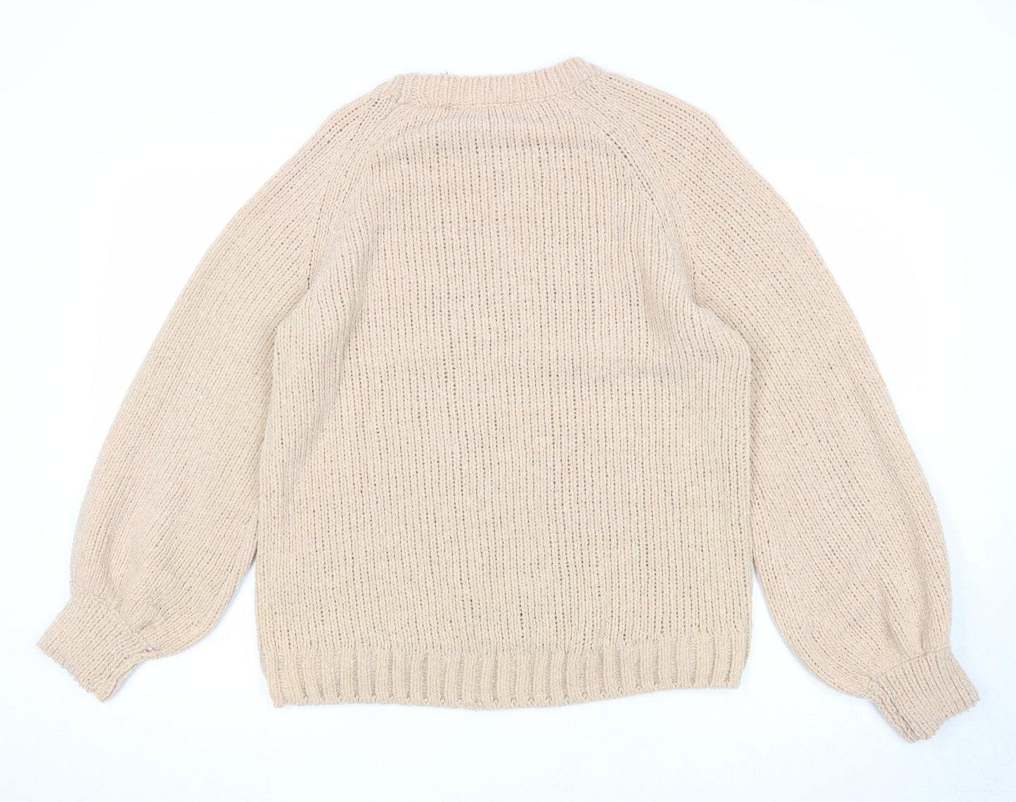 H&M Womens Pink Round Neck Polyamide Pullover Jumper Size S