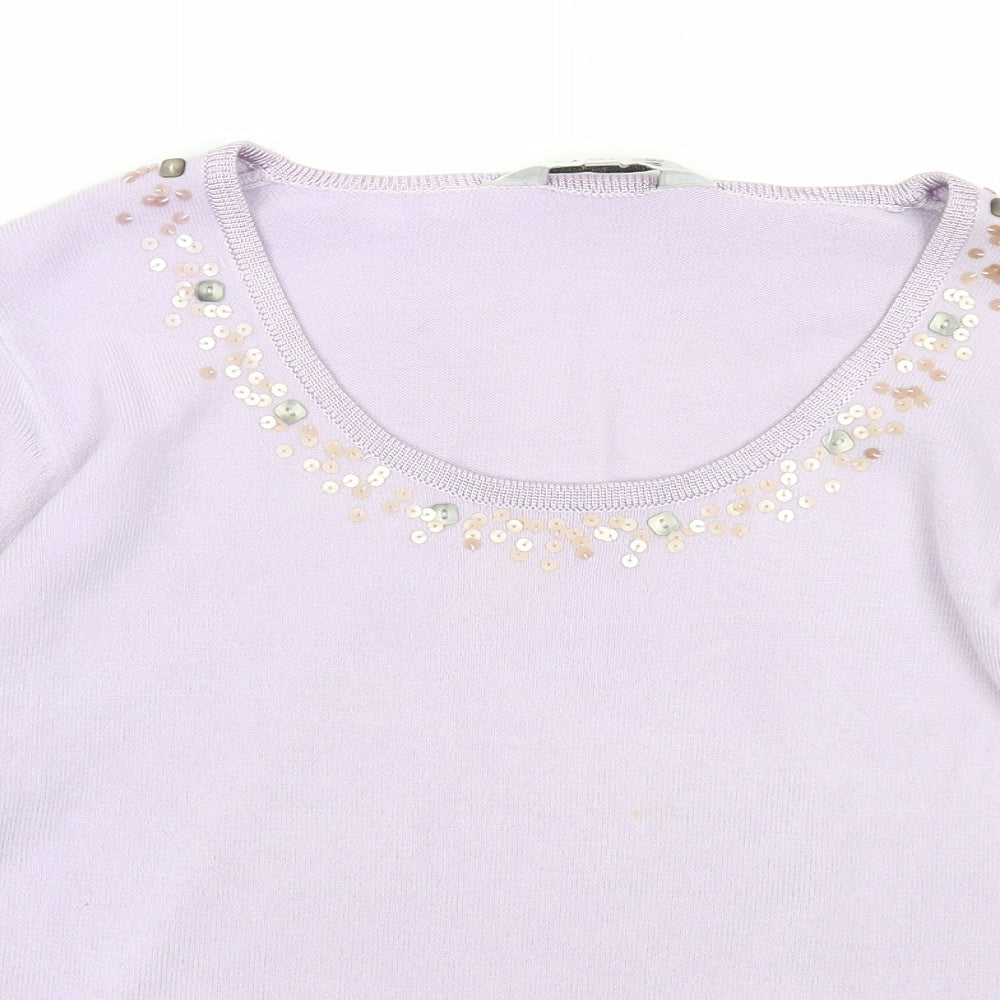 Tigi Womens Purple Scoop Neck Acrylic Pullover Jumper Size 10