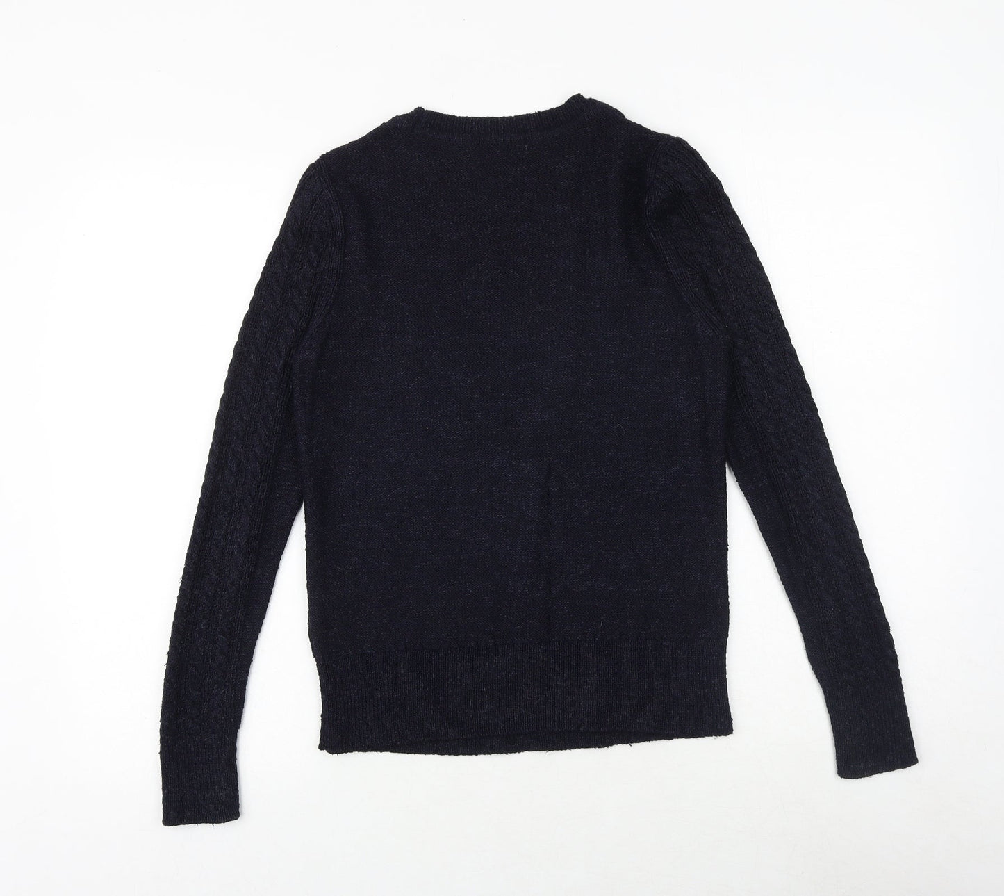 Mango Womens Blue Round Neck Viscose Pullover Jumper Size S