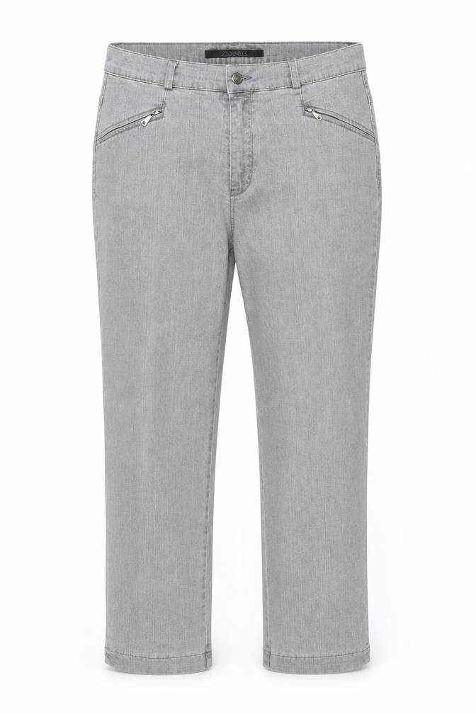 ZERRES Womens Grey Cotton Straight Jeans Size 35 in Regular Zip