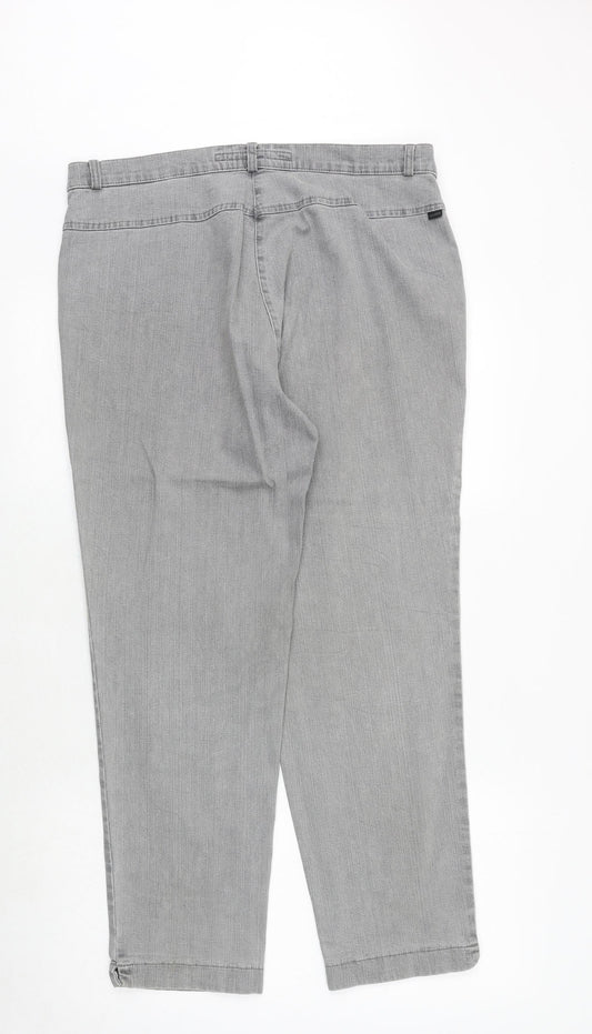 ZERRES Womens Grey Cotton Straight Jeans Size 35 in Regular Zip