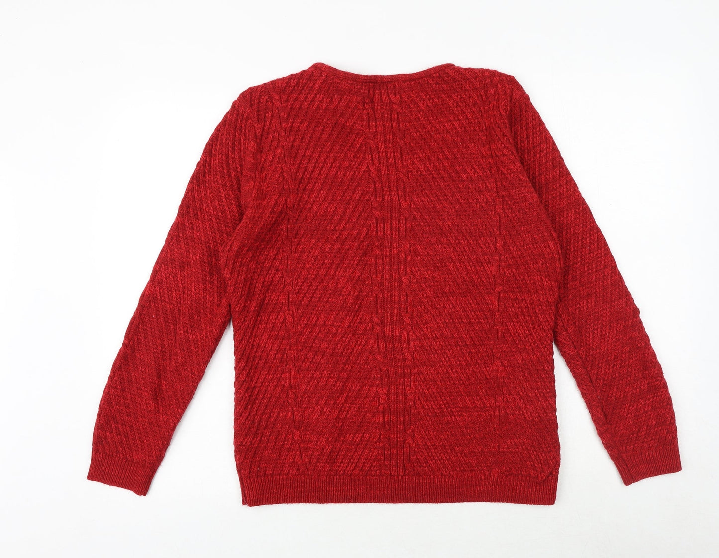 Bonmarché Womens Red V-Neck Acrylic Pullover Jumper Size S