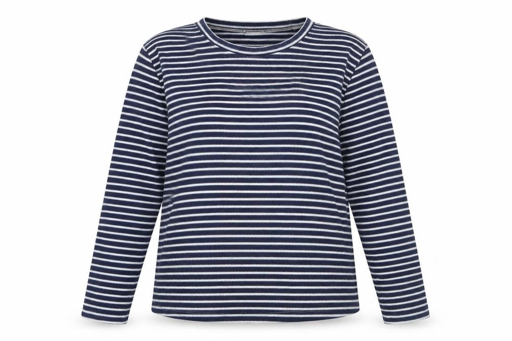 Luxe Leisure Womens Blue Round Neck Striped Polyester Pullover Jumper Size L