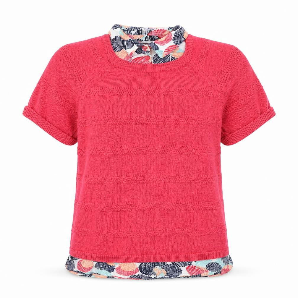 Marks and Spencer Womens Pink Collared Geometric Acrylic Pullover Jumper Size 12