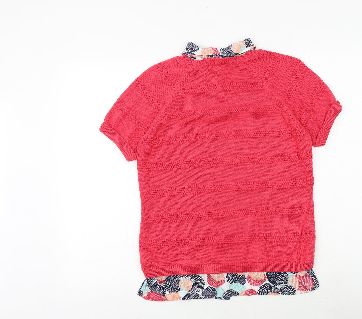 Marks and Spencer Womens Pink Collared Geometric Acrylic Pullover Jumper Size 12
