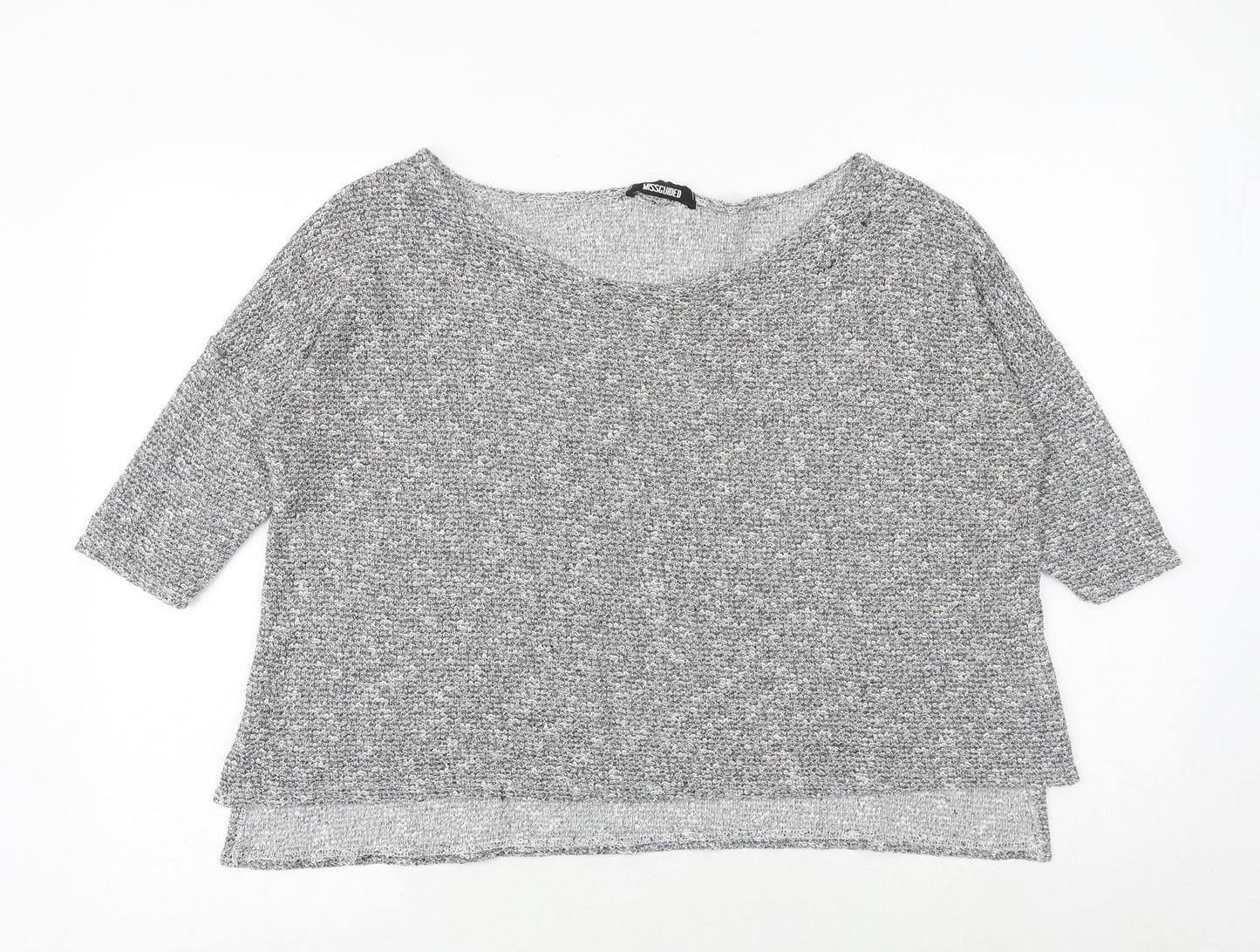 Missguided Womens Grey Polyester Basic T-Shirt Size L Round Neck