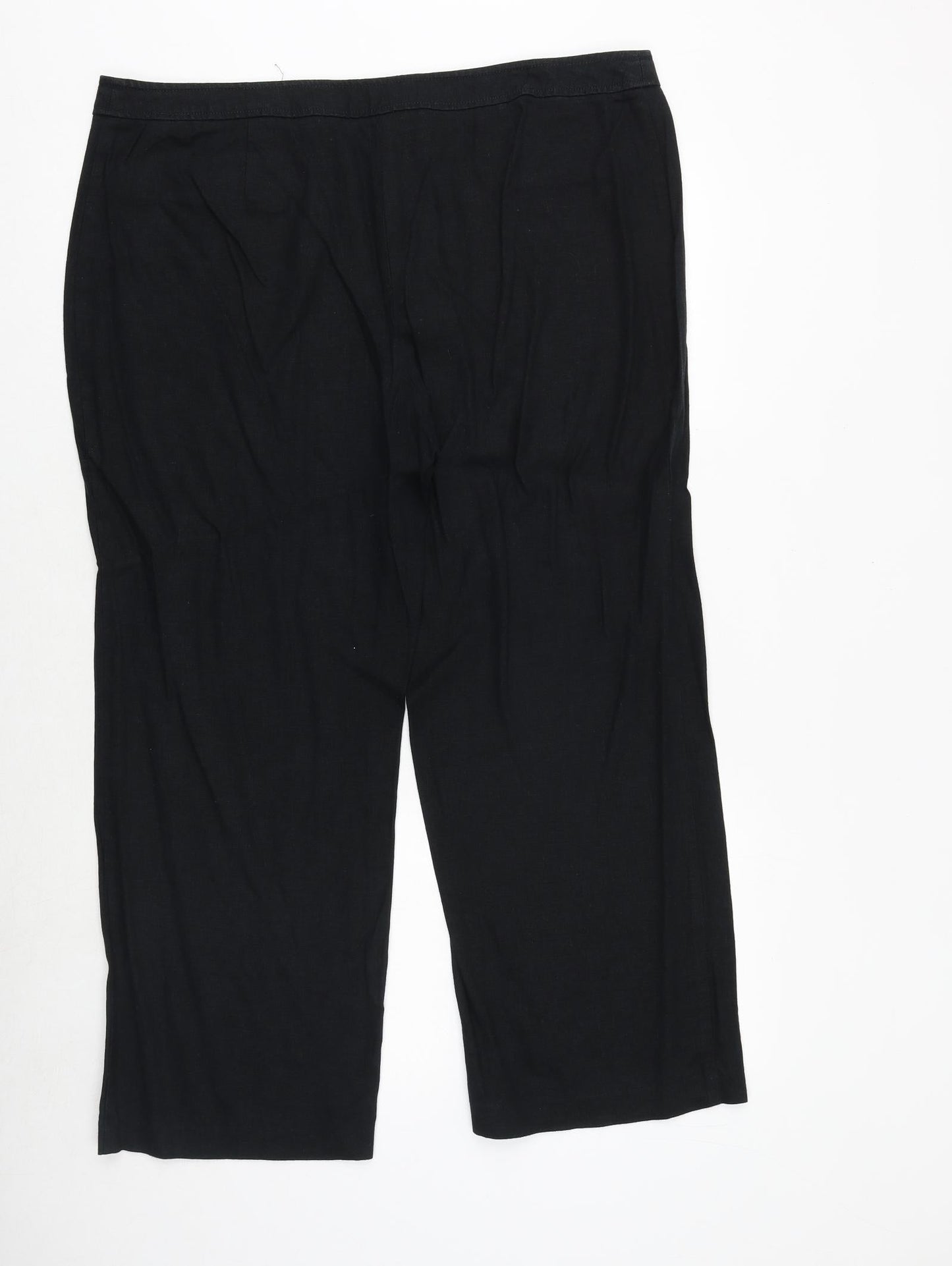 Marks and Spencer Womens Black Polyester Trousers Size 40 in Regular Zip
