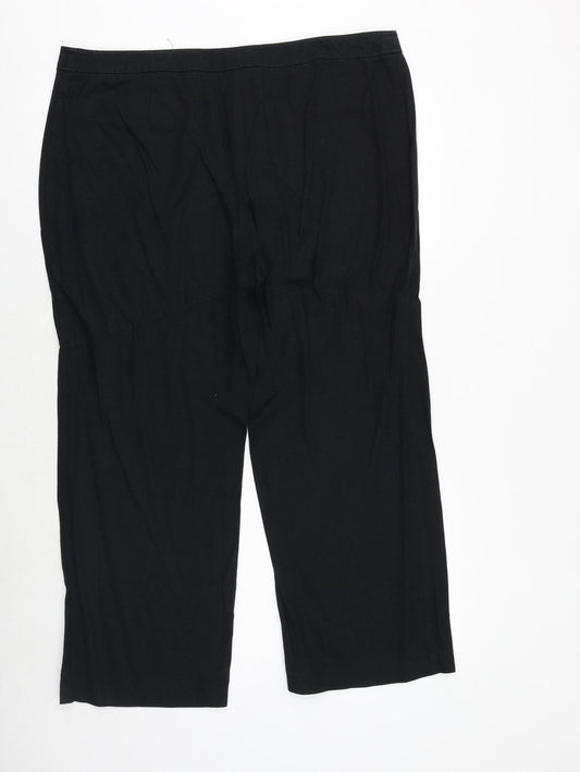 Marks and Spencer Womens Black Polyester Trousers Size 40 in Regular Zip