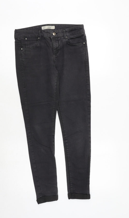 Topshop Womens Grey Cotton Skinny Jeans Size 28 in Regular Zip
