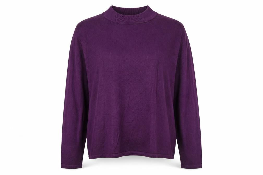 Bonmarché Womens Purple Round Neck Acrylic Pullover Jumper Size XL