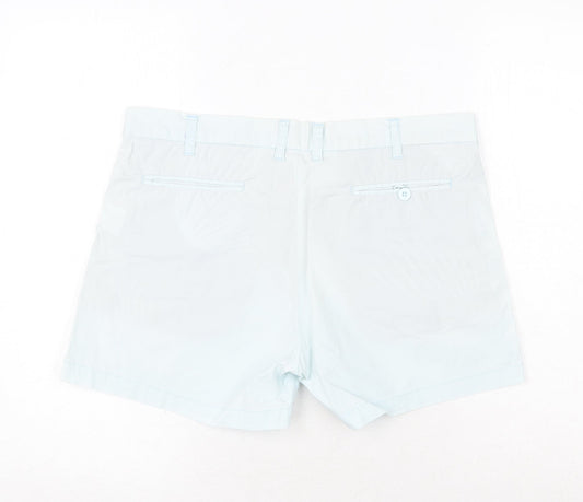 Deus Womens Blue Cotton Chino Shorts Size 12 Regular Zip