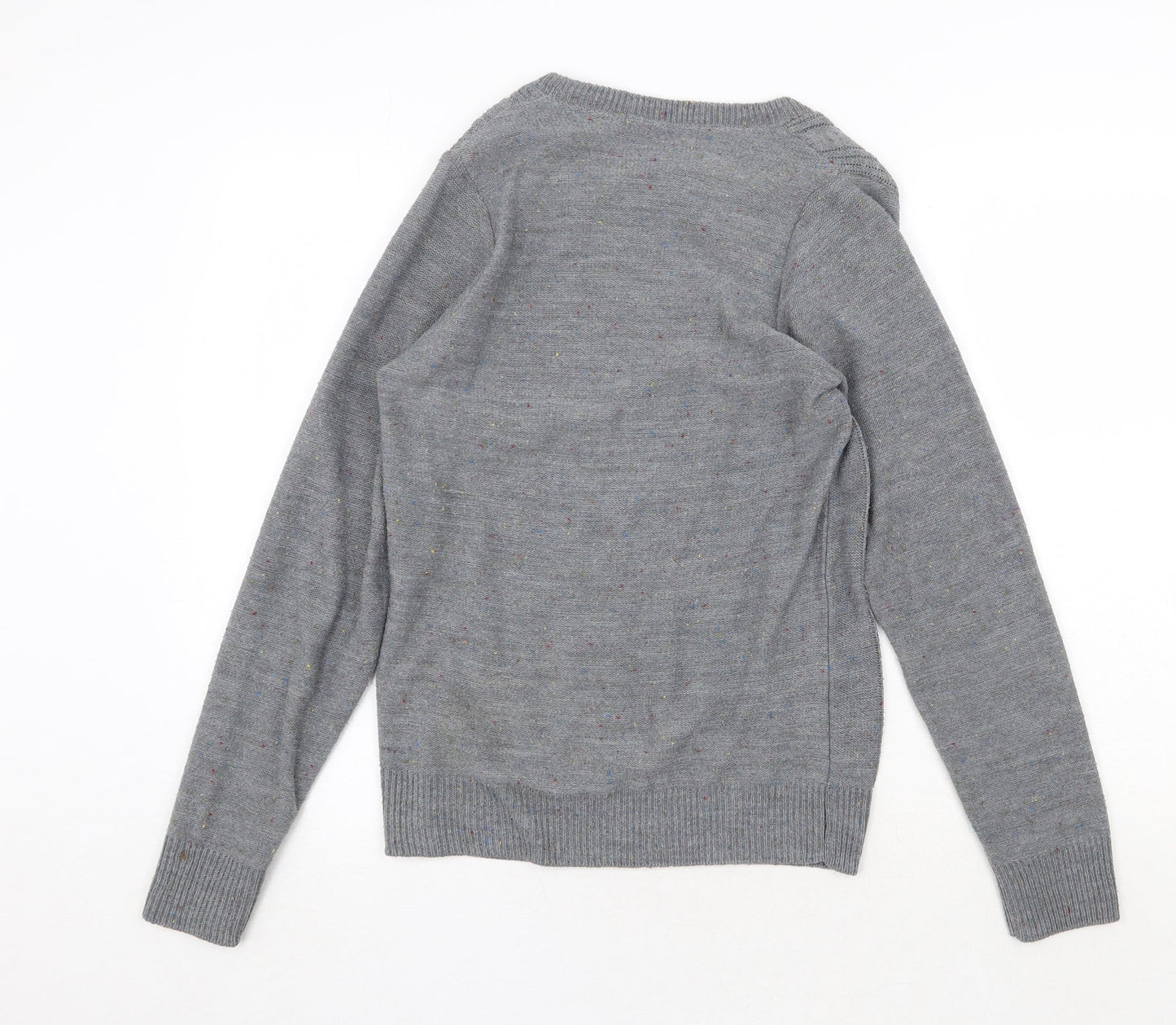 Hemingway Womens Grey Round Neck Acrylic Pullover Jumper Size S