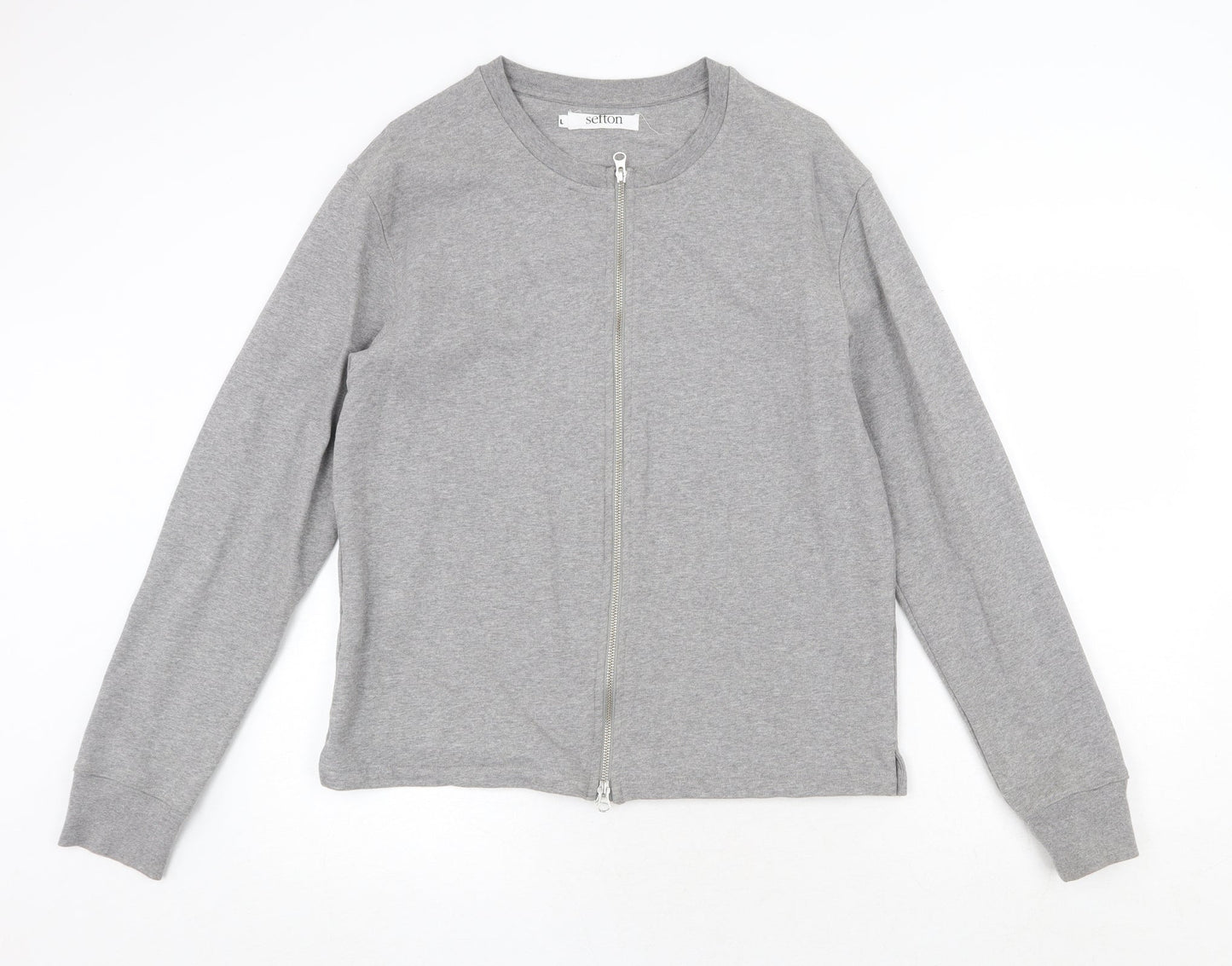 Setton Mens Grey Polyester Full Zip Sweatshirt Size L Zip