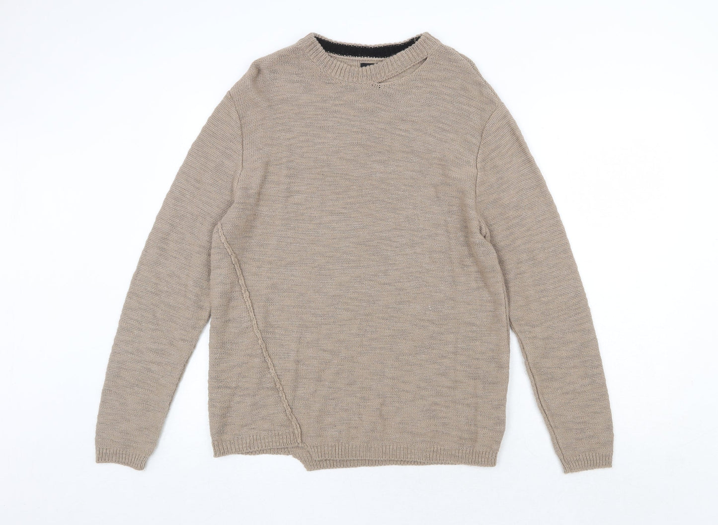 River Island Womens Beige Round Neck Acrylic Pullover Jumper Size S
